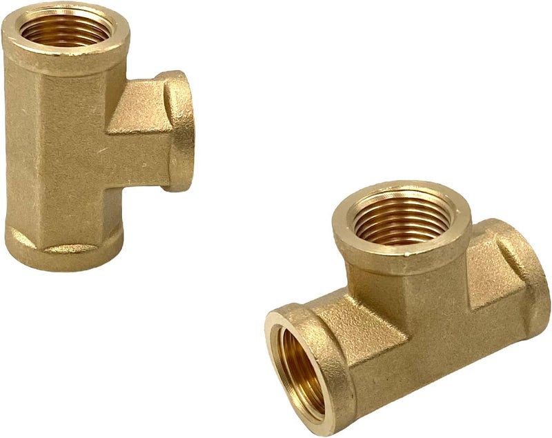 Bumugufu 3 Pcs 3/8" NPT Brass Pipe Tee,3/8" NPT to 3/8" NPT to 3/8" NPT Female Tee 3 Way Brass Pipe Fittings for Air, Propane, Oil and Natural Gas - Image 5